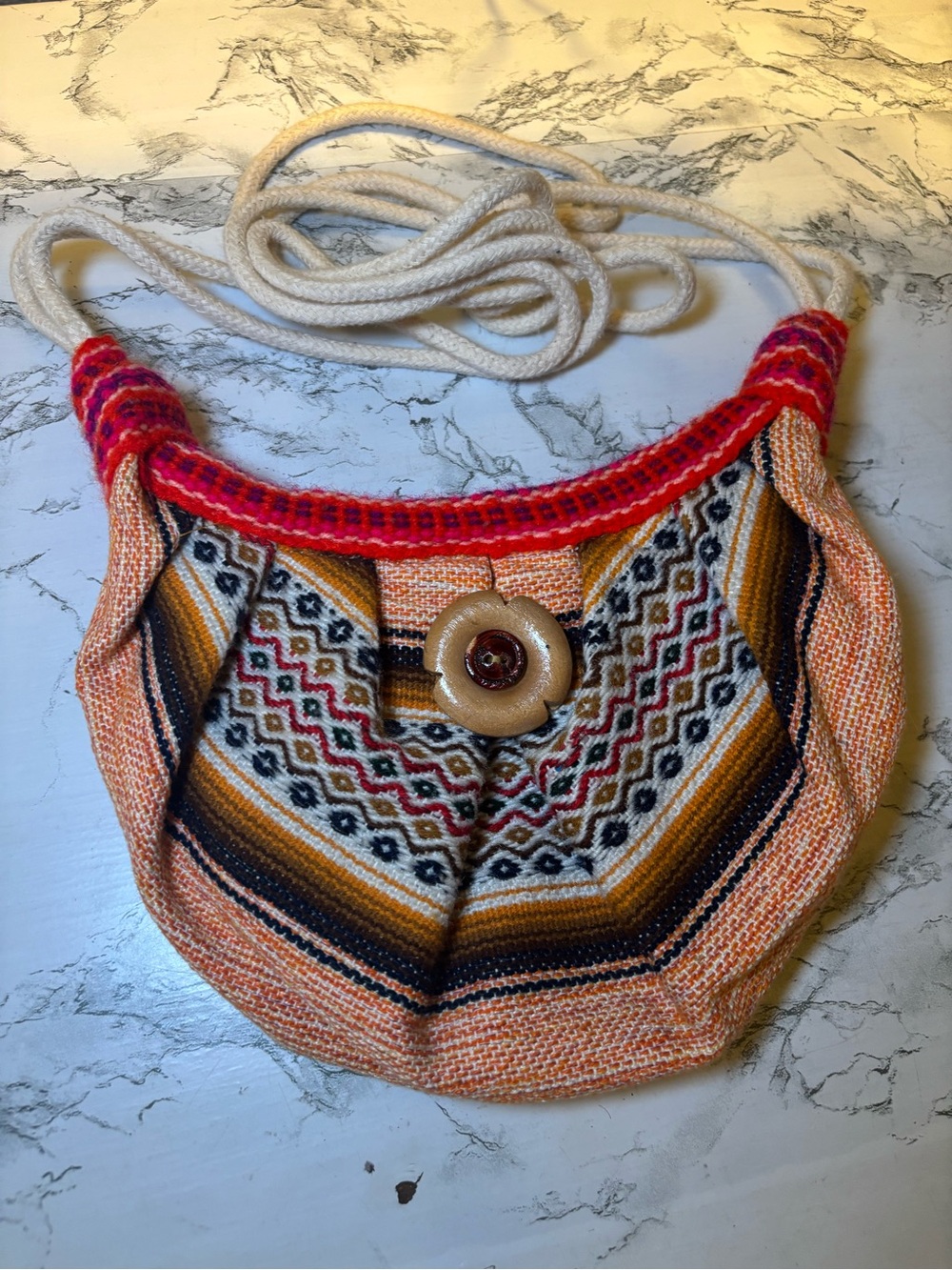 Handwoven Orange Patterned Crossbody Bag